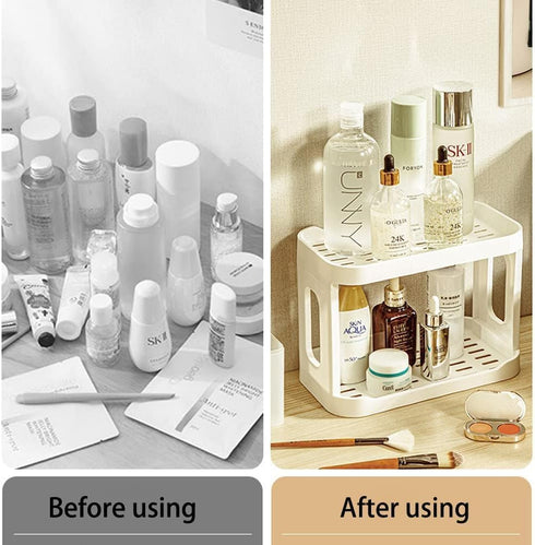 kaileyouxiangongsi 2PCS Kitchen Spice Rack or Bathroom Countertop Organizer, 2-Tier Desk Organizers, White