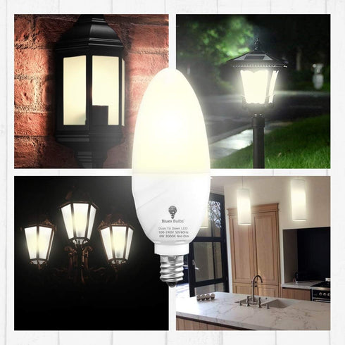 6 Pack Bulbs, 6W E12 Bulb 65W 3000K WarmLight Bulb, BlueX Dusk to Dawn LED Base Light - Equivalent White - Smart Light