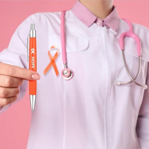 Qilery 200 Pcs Breast Cancer Pens Bulk - Pink Ribbon Retractable Ballpoint Pens with HOPE Imprint for Charity Run