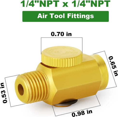 TAISHER 5PCS Brass Air Compressor Accessories Control Tool, 1/4" NPT Male x Female Air Flow Regulator Valve