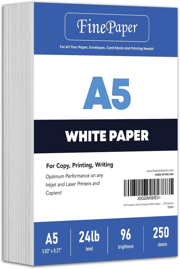 A5 Premium Multi Purpose White Paper - 24 lb (90 GSM) |