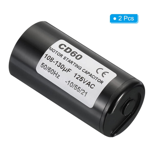 PATIKIL Motor Start Capacitor, 2 Pack 108-130uF/Mfd 125V 50/60Hz CD60 Run Capacitor for Electric Motor