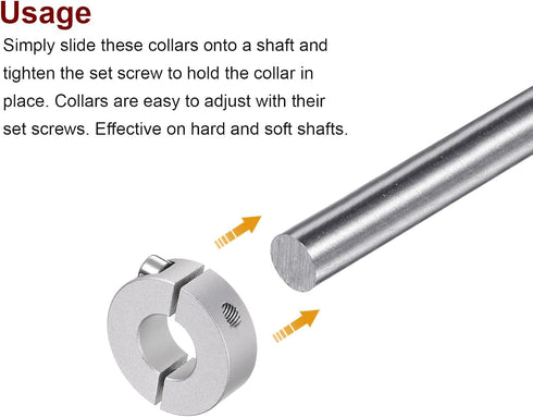2pcs Double Split Shaft Collar for 16mm Shaft, Set Screw Clamp-On Collars