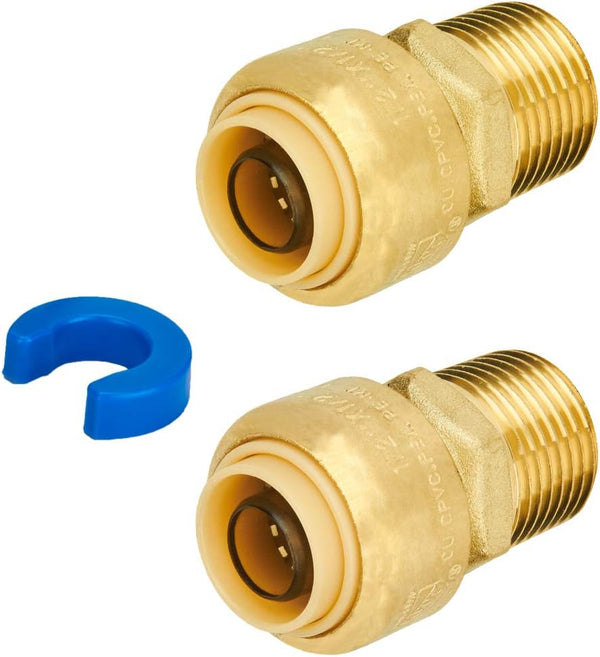 SUNGATOR Straight Connector Plumbing Fitting, Male Adapter 1/2 Inch by 1/2 Inch Push Fit PEX Fittings (2-Pack)