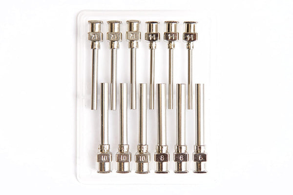 12 Pack - Dispensing Needle 1", All Metal, Stainless Steel Blunt Tip Luer Lock, 8, 10, 12, 14 Gauge
