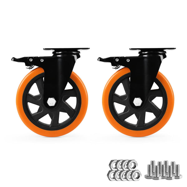 Caster Wheels, Heavy Duty 6 Inch Casters Set of 2, Locking Swivel
