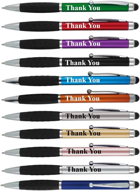 Thank You Greeting Gift Stylus Pens for Touchscreen Devices, 2 in 1 Combo Pen, 50 Pack, Multi-Color for Events