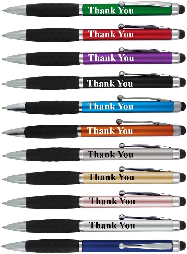 Thank You Greeting Gift Stylus Pens for Touchscreen Devices, 2 in 1 Combo Pen, 50 Pack, Multi-Color for Events