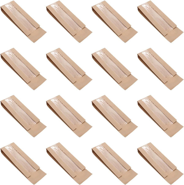 Kraft Paper French Bread Bags with Window, 25pcs Brown Food Storage Bags