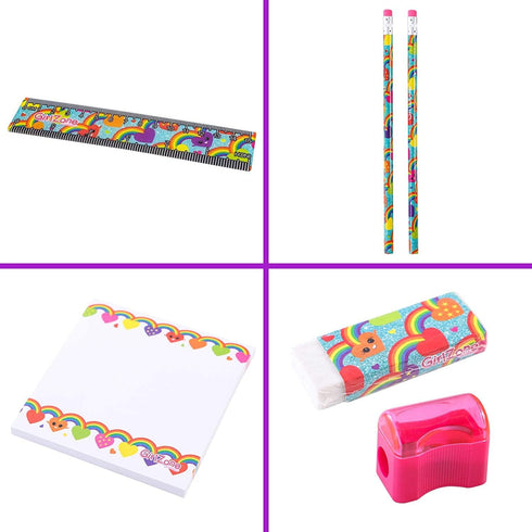 GirlZone Jumbo Rainbow Pencil Case for Girls, 43 Pieces, Arts & Crafts Filled Stationery