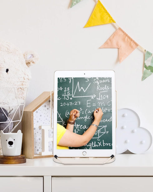 Book Stand for Reading: Adjustable Holder for Recipes, Textbooks, and Tablets (Milky White)