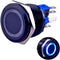 Momentary Push Button Switch U22A1, 1NO1NC Black Metal Shell with 12V Blue LED Ring