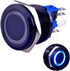 Momentary Push Button Switch U22A1, 1NO1NC Black Metal Shell with 12V Blue LED Ring
