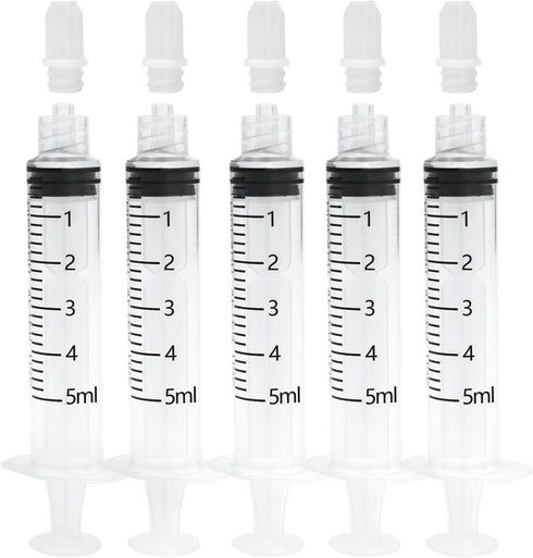 GVTCO 5ml Syringes Without Needles, 5cc Luer Lock Syringe - Disposable Individually Wrapped(50