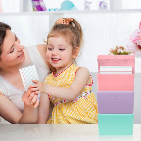 H4D 3x5, 3x5 3 Packs Index Card Holder Index Card Box Organizer Case, Flash Note Card Holder, (Pastel Colors)