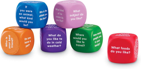 6+, 6 Learning Resources Conversation Cubes -Ages Foam Cubes for Social Emotional Learning, School Counselor Supplies