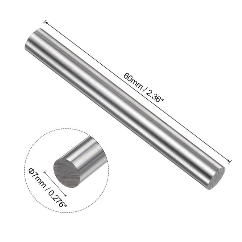 uxcell Round Steel Metal Rod, 7mm x 60mm High Speed Steel Lathe Bar Stock Tool for DIY Craft