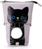 Telescopic Pencil Pouch, Cute Standing Pen Holder, Canvas+PU Storage Box with Zipper Closure (Gray)