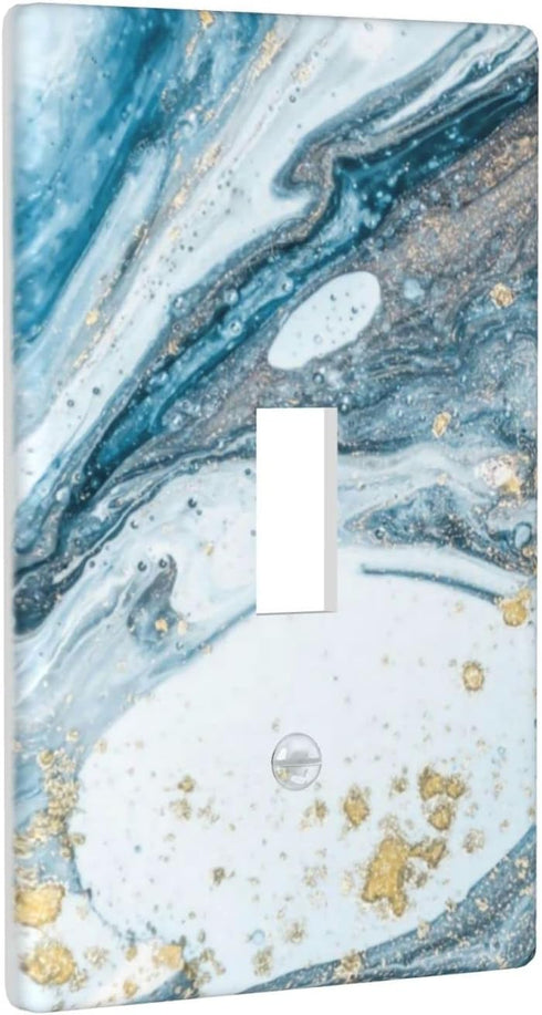 Blue Marble Light Switch Cover 1 Gang Wall Plate Single Toggle Switch Plate Covers, Abstract Decorative Light Switch Plates for Office Home, 4.50 X 2.76 Inch by YWTZWT