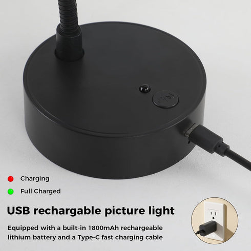 3 Dimmable Wireless Picture Light, Magnetic Rechargeable LED Painting Light with Remote, Battery Operated Wall Art