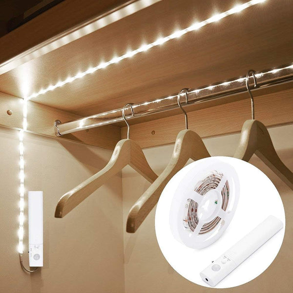 KUCAM Motion Sensor Wardrobe Light, LED Strip Closet Lights, PIR Auto on/Off, Battery