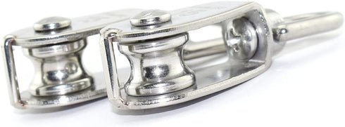 2PCS Lifting Single Pulley - Stainless Steel Heavy Duty Swivel Rope Pulley Block M15