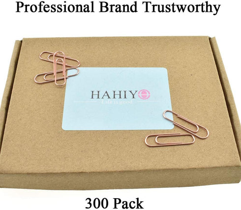 HAHIYO Paper Clips, Sturdy 1.1 inches Length, 300 Pack Heavy Duty Rust Proof Metal in Bright Rose Gold