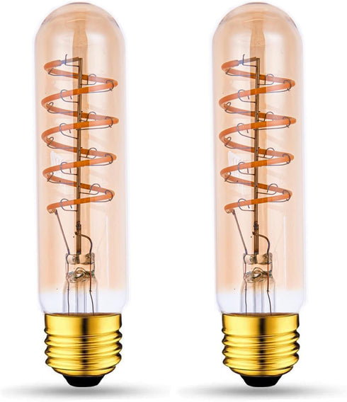 T10 LED Bulbs, 40 Watt Equivalent, 4W Dimmable Edison Tubular Light Bulb, E26 Medium Base, 2700K, 2 Pack