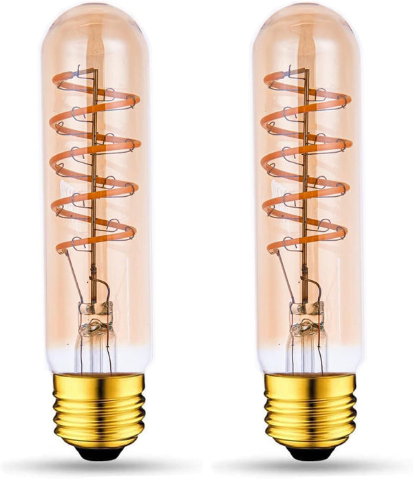 T10 LED Bulbs, 40 Watt Equivalent, 4W Dimmable Edison Tubular Light Bulb, E26 Medium Base, 2700K, 2 Pack