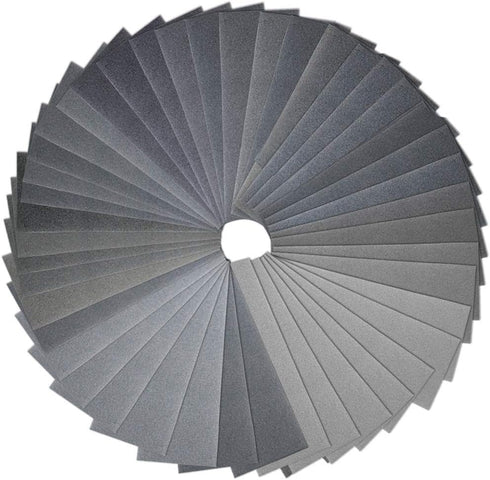 Anezus 90 Pieces Sandpaper Assortment, 400 to 3000 Grit Wet Dry Fine Sand Paper for Automotive, Car Painting, Wood
