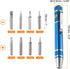 8 in 1 Mini Pocket Pen Screwdriver Set, CR-V Multi-Function Magnetic Screw Driver with Phillips and Flat Head Bits, Blue