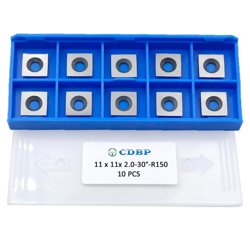 11mm Square Carbide Inserts Cutters 11 11 2.0mm-R150 Replacement for Woodworking, 10pcs for Planer Lathe Tools