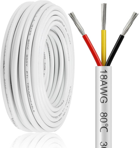 50FT 18 Gauge Wire 3 Conductor, 18AWG Electrical Wire, 18/3 Oxygen Free