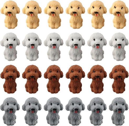 dohobby 24 Pieces Animal Pencil Erasers - 3D Cute Dog Cap Toppers for Party Favors