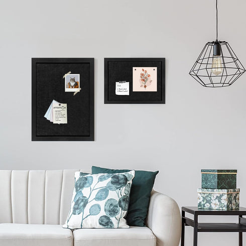 Black Frame Cork Board Bulletin Board, Decorative Hanging Pin Board with Felt for Home, School, Office, 1pc