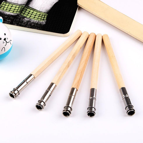 GTHER 5PCS Wooden Pencil Extender, Adjustable Lengthener Holder with Aluminum Handle for Colored Pencils & Crayons