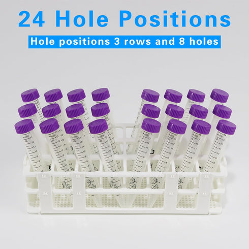 Plastic Test Tube Rack, 24 Holes, Detachable Holder for 25 mm Test Tubes, White Vial Holder (1pcs, 24 Holes)