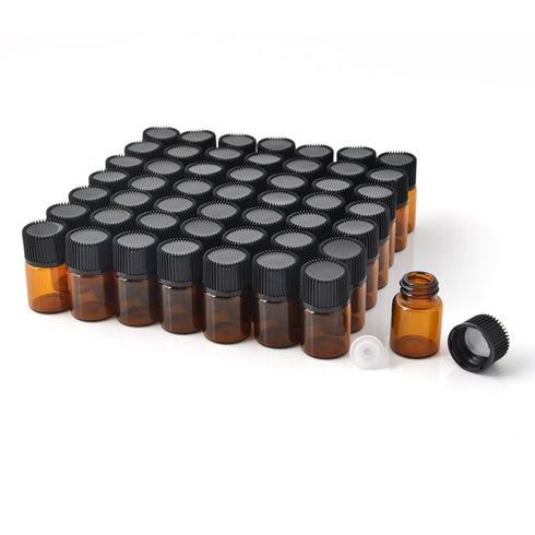 Enslz Mini Essential Oil Bottles Empty Sample Bottle 1ml & 2ml Amber Glass with Orifice Reducer