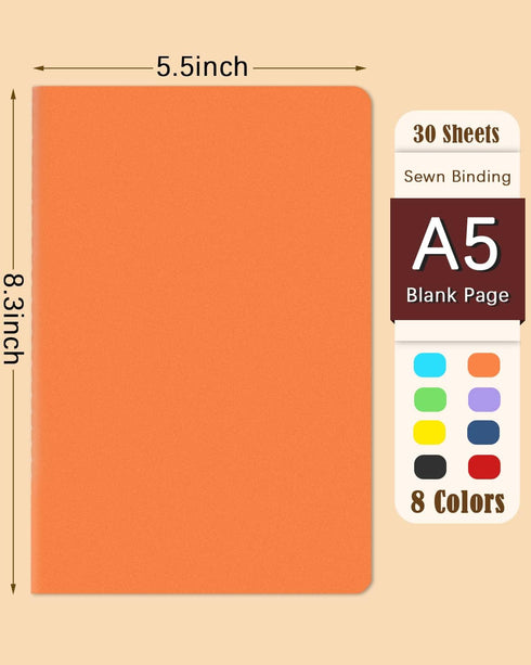 Gwybkq A5 Notebooks Bulk Blank Journals 16 Packs(5.5x8.3), Travel in Bulk Colorful Soft Cover, Sketchbook with No Lines Writing Diary Subject Notebooks Planner 30 Sheets/60 Pages by Gwybkq