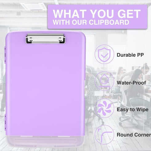 Sooez Clipboards with Storage, Heavy Duty 8.5x11 Clip Boards with Pen Holder for Women Teachers, School & Office