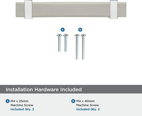 Amerock Cabinet Pull, Satin Nickel/Polished Chrome, 3-3/4 inch (96 mm) Center to Center, Overton, 1 Pack Drawer Pull,