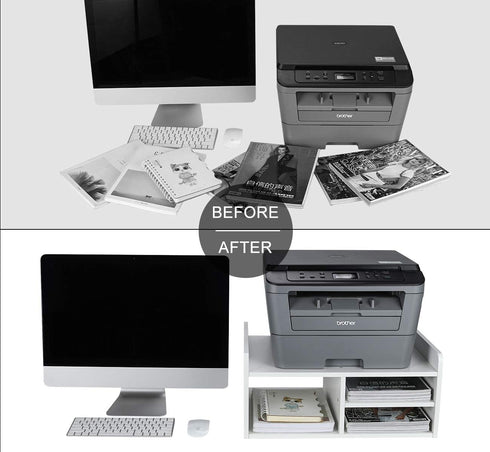 PAG Desktop Printer Stand with Storage, Paper Storage Holder Rack for Desk, Wooden Organization for Home/Office