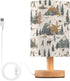 Fustylead Bear Elk Mountain Outdoor Themed Table Lamp for Bedroom USB Port Lamps