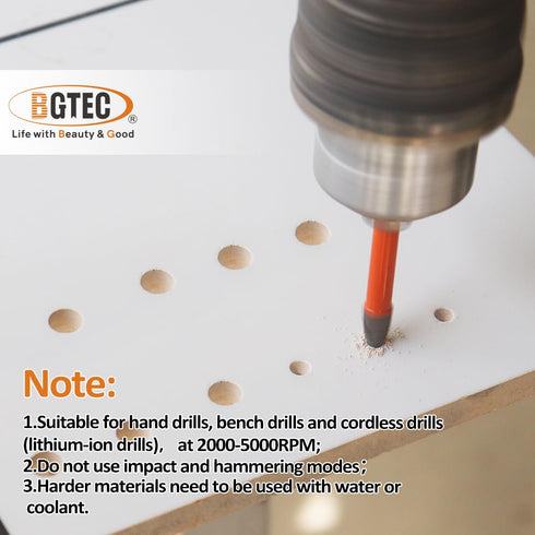 Carbide Tip Drill Bit-BGTEC Wood Drill Bits, 10pcs Round Shank Hard Alloy Drill Bits for Wood Plastic Masonry