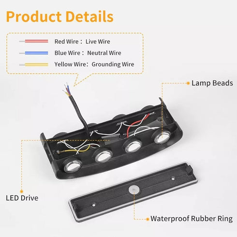 Nachukan 8W 4000K, IP65 8 Modern LED Wall Lights, Up and Down Sconces - Waterproof, Black Frame with Lamp Beads