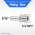 LTWFITTING Stainless Steel 316 Barb Fitting Coupler/Connector, 5/16" Hose ID x 1/4" Male NPT, Pack of 5