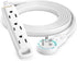 Maximm 6 Ft 360 Degree Rotating Flat Extension Cord, Multi 3 Outlet Power Cord with Loop, Grounded 16 AWG, White