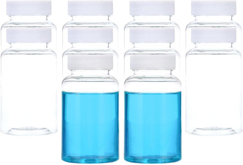 PATIKIL 10 Pcs 200ml Reagent Bottles, PET Wide Mouth Round Bottles with Screw Cap for Lab Storage, Transparent