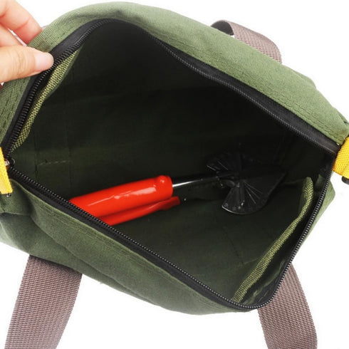 12 Inch Wide Mouth Canvas Tool Bag, Heavy Duty Tool Storage Bag, Large Capacity Tote for Electricians and Power Tools
