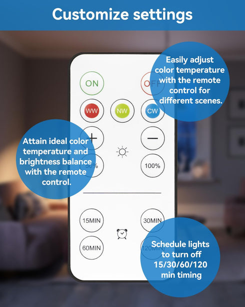 WirelessGlow Rechargeable Light Bulbs with Remote, 3 Color Temperatures, Dimmable Battery Operated, A19, 2 Pack